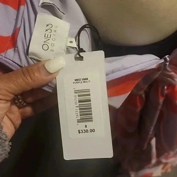 ONE33 SOCIAL PURPLE MULTI ZEBRA TIERED SKIRT SIZE 8 - Picture 6 of 6